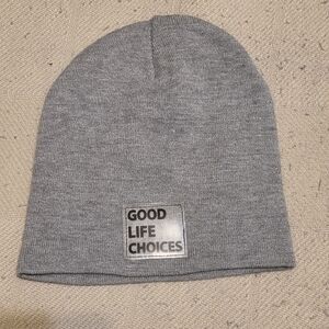 Gray Zara " Good Life Choices" Beanie with Patch